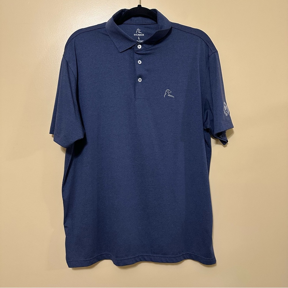 Rhoback Farmington Country Club Performance Golf Polo Men’s L Solid Blue - Picture 2 of 8
